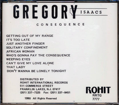 Gregory Isaacs - Consequence Music CD