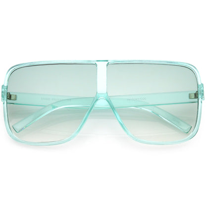 Oversize Festival Flat Top Translucent Color Tone Sunglasses C582