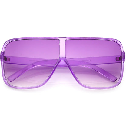 Oversize Festival Flat Top Translucent Color Tone Sunglasses C582