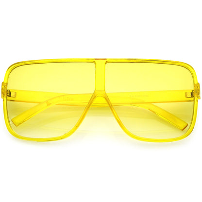 Oversize Festival Flat Top Translucent Color Tone Sunglasses C582