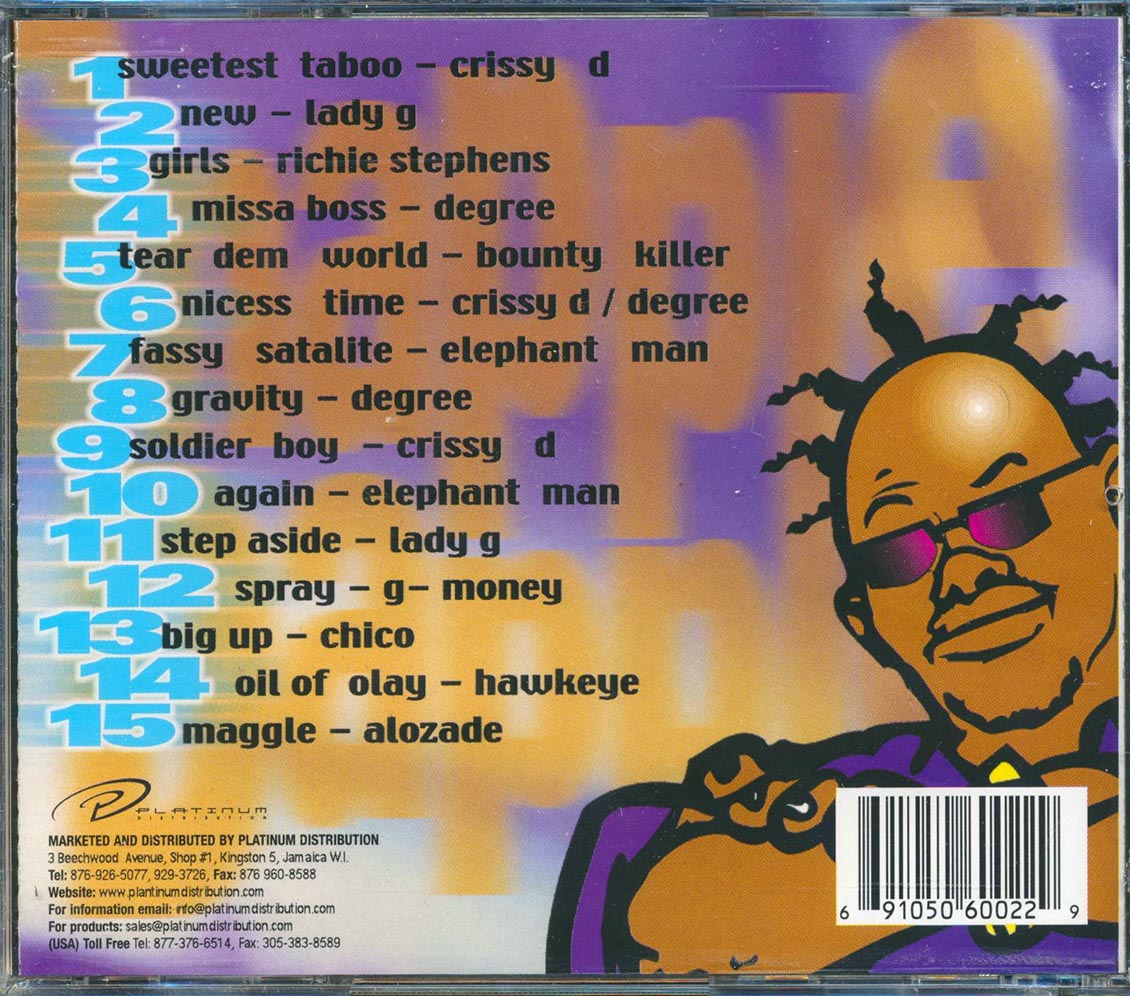 Bounty Killer, Richie Stephens, Lady G, Etc. - Snapple Dapple Volume 2 (Rattlesnake & Gravity rhythms) Music CD