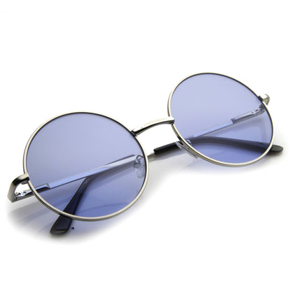 Retro Hippie Mid Sized Round Color Lens Sunglasses 9814
