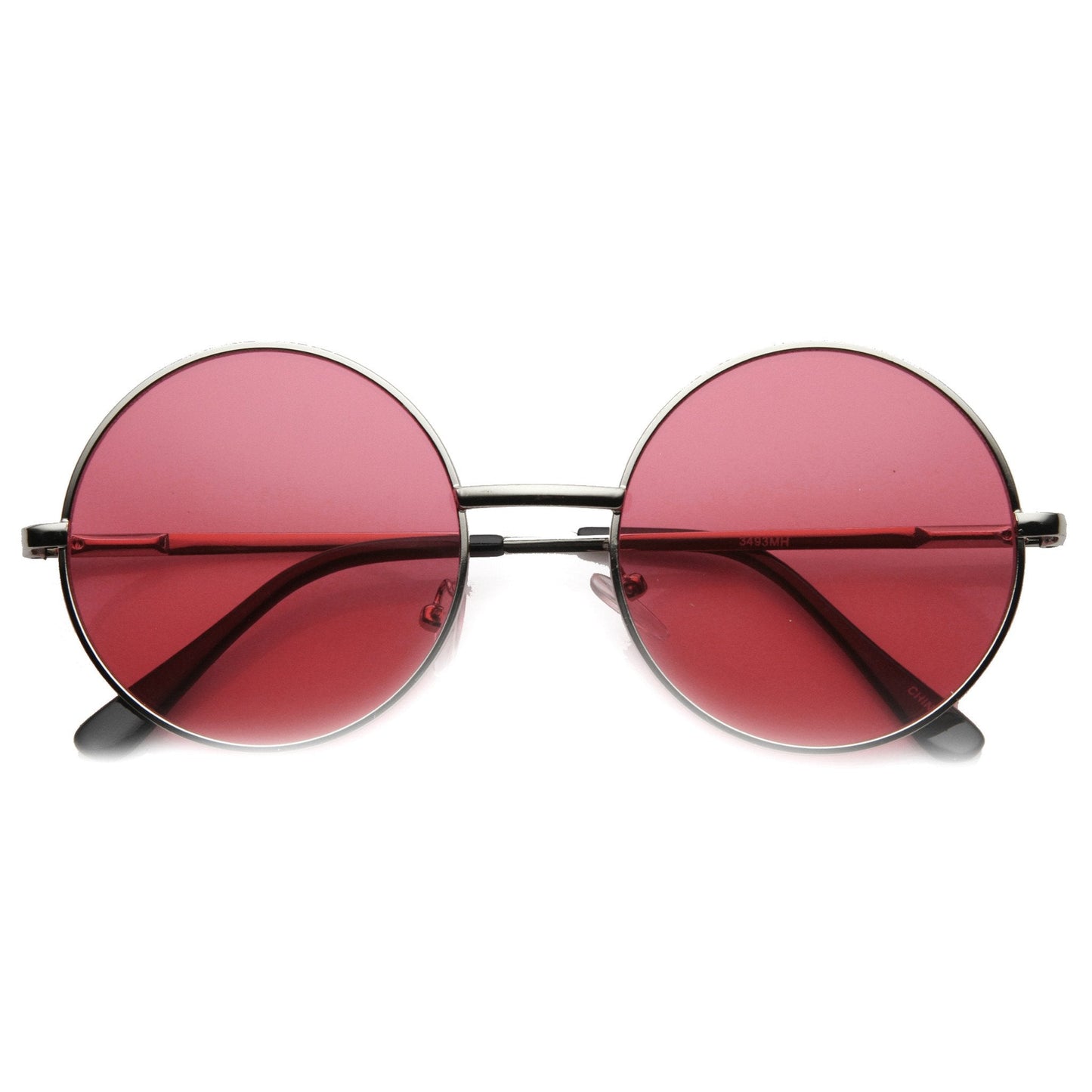 Retro Hippie Mid Sized Round Color Lens Sunglasses 9814