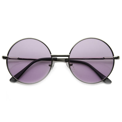 Retro Hippie Mid Sized Round Color Lens Sunglasses 9814