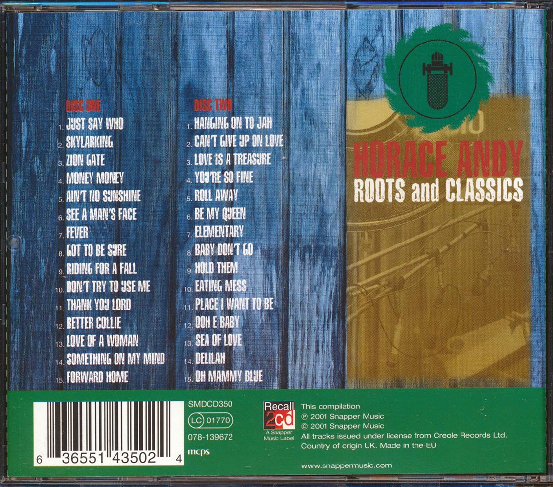 Horace Andy - Roots & Classics (30 tracks) (2xCD) Music CD