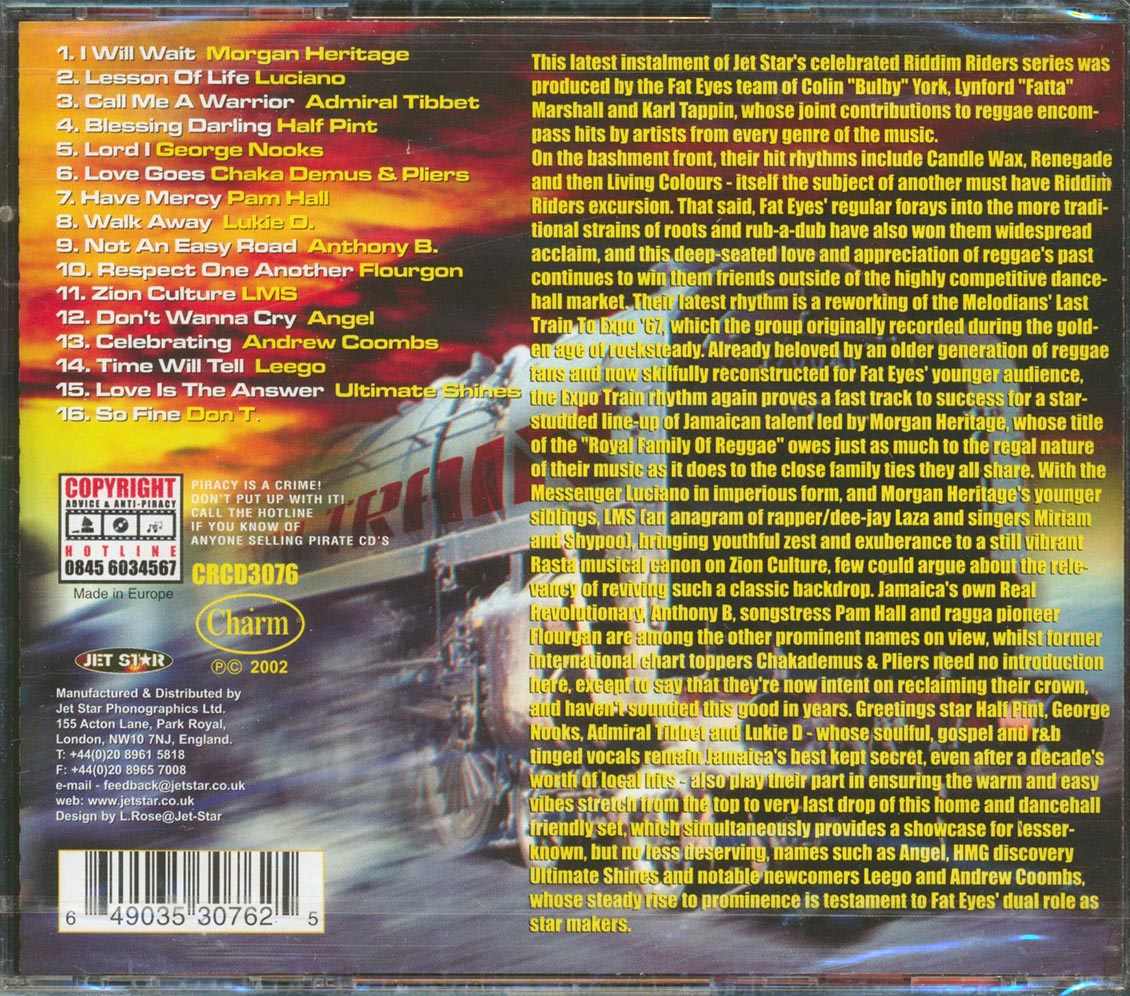 Morgan Heritage Admiral Tibet Flourgon Etc Riddim Rider Expo Train rhythm "Expo Train" Music CD