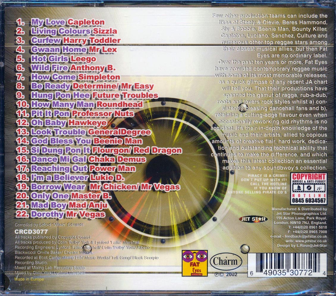 Sizzla, Capleton, Beenie Man, Etc. - Riddim Rider: Living Colours (rhythm: "Living Colours") (22 tracks) Music CD