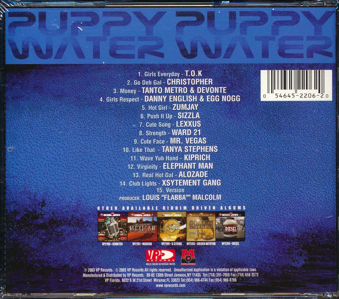 Sizzla, Tanya Stephens, TOK, Etc. - Riddim Driven: Puppy Water (rhythm: "Puppy Water") Music CD