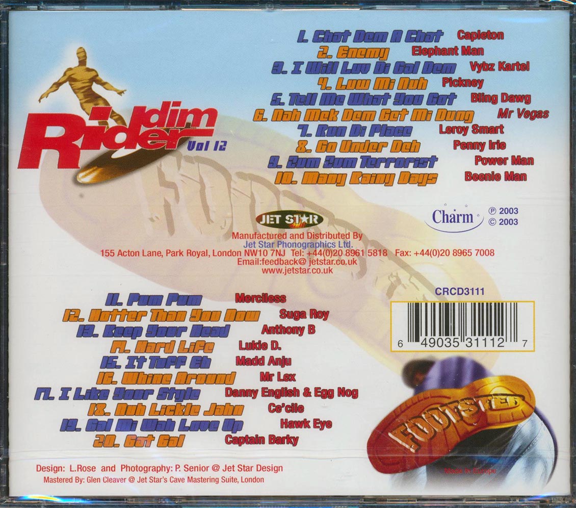 Capleton, Anthony B, Elephant Man, Lukie D, Etc. - Riddim Rider: Foot Step (rhythm: "Foot Step") (20 tracks) Music CD