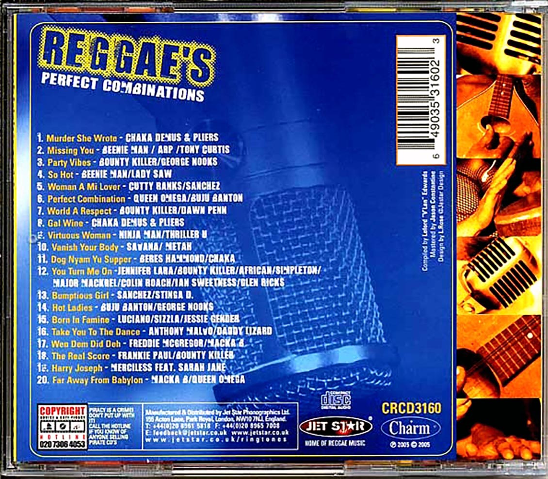 Cutty Ranks, Beres Hammond, Luciano, Etc. - Reggae's Perfect Combinations (20 tracks) Music CD