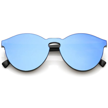 1980's Futuristic Monoblock Mirrored Flat Lens Sunglasses C123