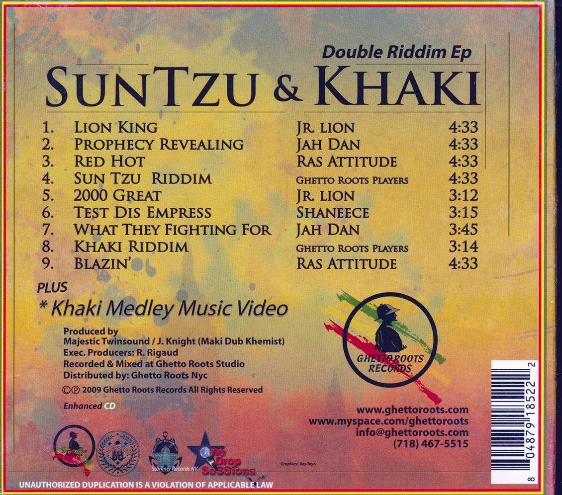 Ras Attitude, Jah Dan, Jr. Lion - Suntzu & Khaki Double Riddim Music CD