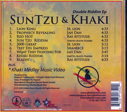 Ras Attitude, Jah Dan, Jr. Lion - Suntzu & Khaki Double Riddim Music CD