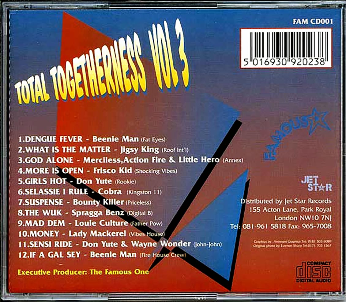 Beenie Man, Jigsy King, Little Hero, Bounty Killer, Louie Culture, Etc. - Total Togetherness Volume 3 Music CD