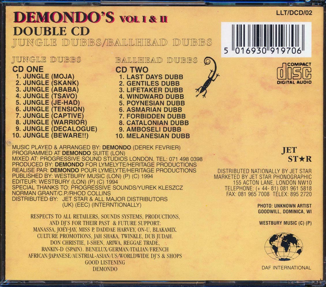 Demondo - Jungle Dubbs + Baldhead Dubbs (20 tracks) (2xCD) Music CD