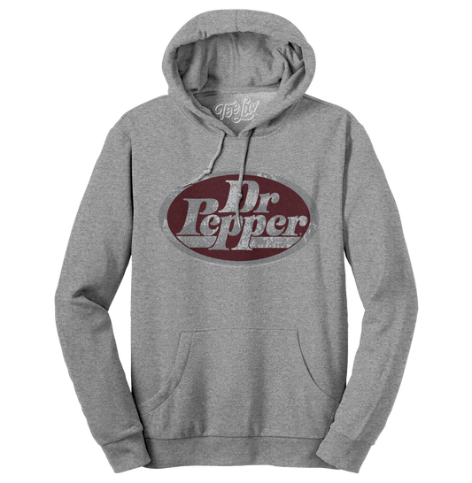 Dr Pepper Silver Logo Pullover Hooded Sweatshirt Hoodie Officially Licensed - Gray