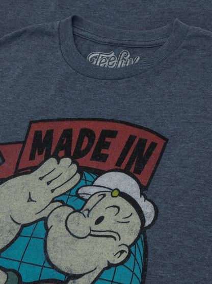Retro Popeye Made in the USA Mens T Shirt Officially Licensed Indigo Heather