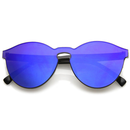 1980's Futuristic Monoblock Mirrored Flat Lens Sunglasses C123