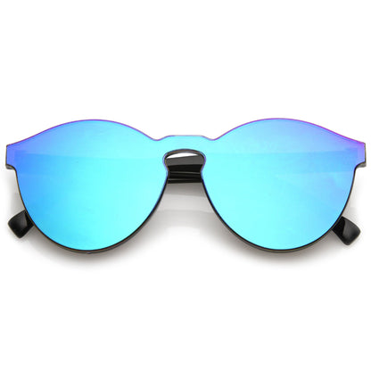 1980's Futuristic Monoblock Mirrored Flat Lens Sunglasses C123