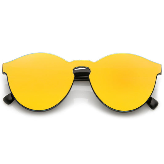 1980's Futuristic Monoblock Mirrored Flat Lens Sunglasses C123