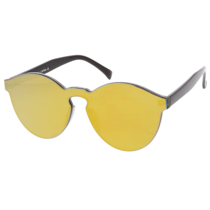 1980's Futuristic Monoblock Mirrored Flat Lens Sunglasses C123