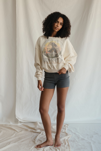 Willie Nelson Sunset Womens Sweatshirt White
