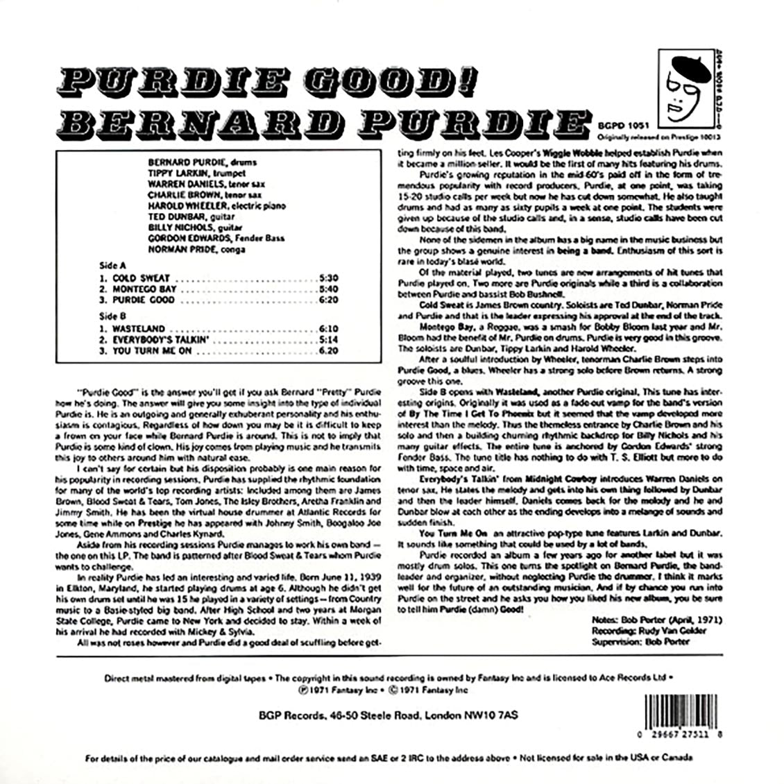 Bernard Purdie - Purdie Good Vinyl Record