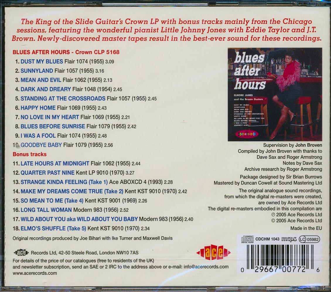 Elmore James - Blues After Hours Music CD
