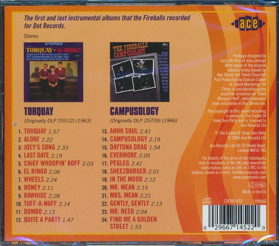 The Fireballs - Torquay + Campusology (24 tracks) Music CD