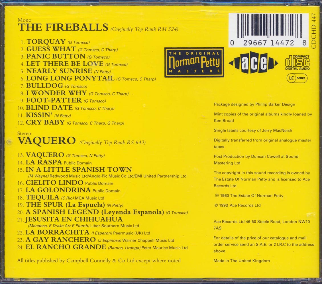 The Fireballs - The Fireballs + Vaquero (24 tracks) Music CD