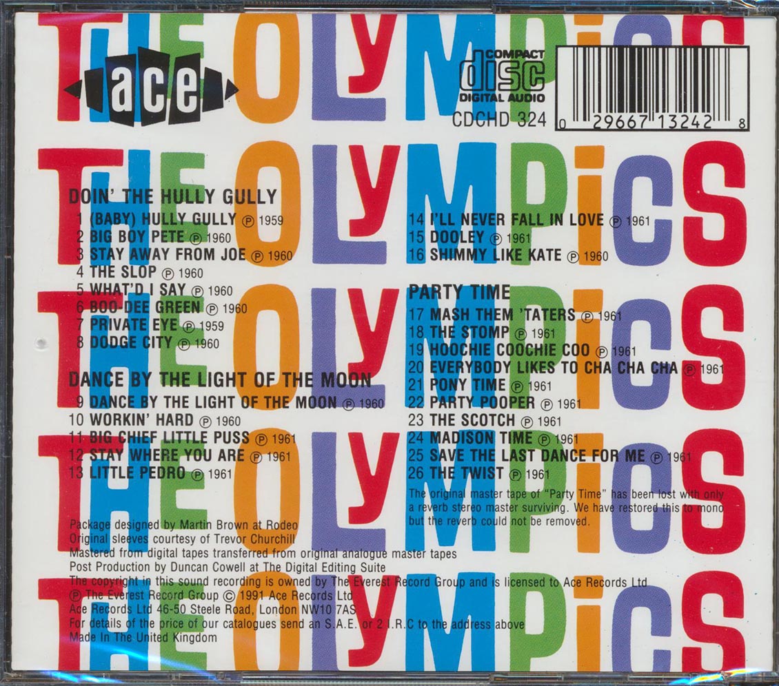 The Olympics - Doin The Hully Gully + Dance By The Light Of The Moon + Party Time (26 tracks) Music CD