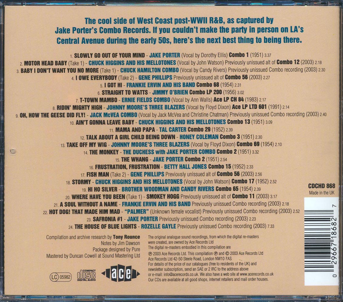 Various - Straight To Watts: The Central Avenue Scene 1951-1954 Volume 1 (24 tracks) Music CD