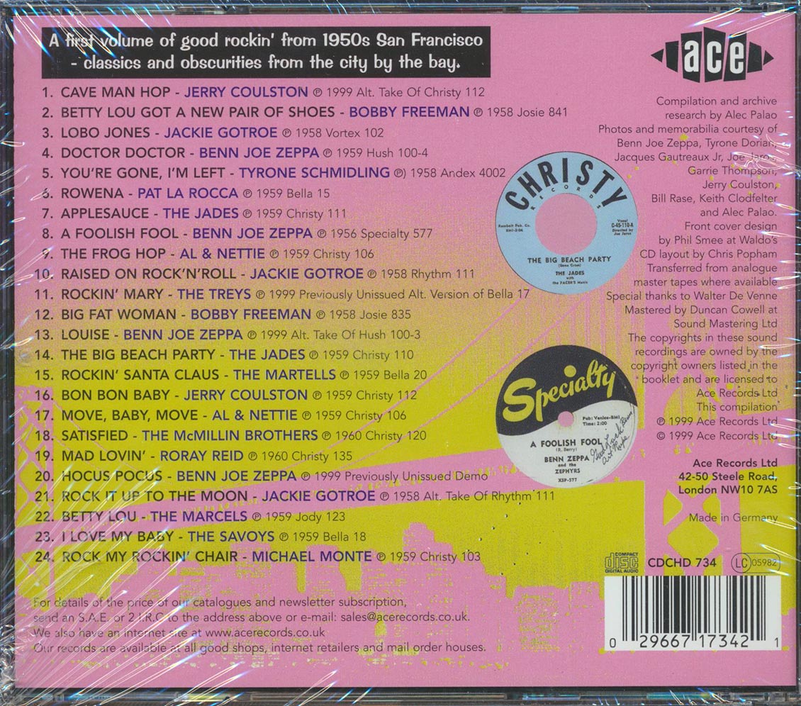 Various - Bay Area Rockers: San Francisco Rockabilly And Rock N Roll 1957-1960 (24 tracks) Music CD