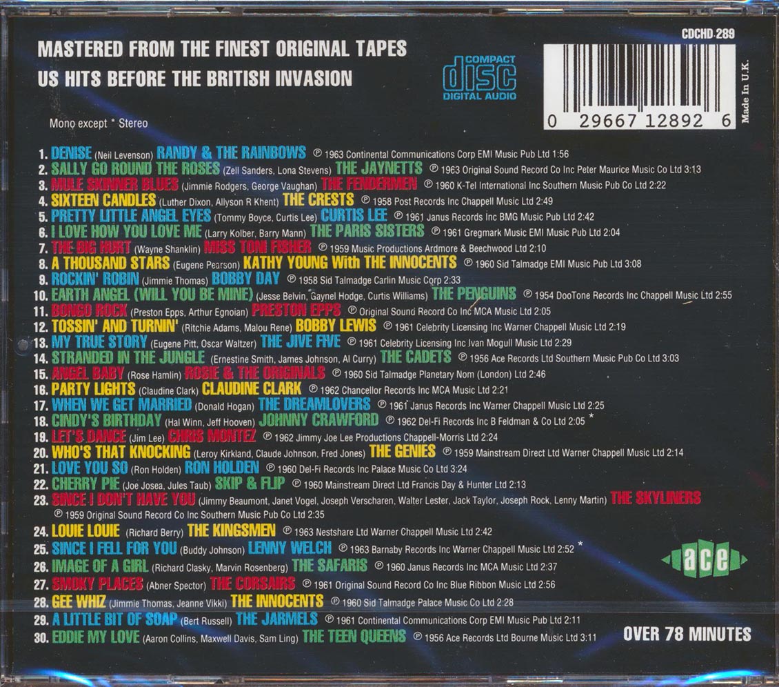 Various - The Golden Age Of American Rock N Roll Volume 1: Hard To Get Hot 100 Hits From 1954-1963 (30 tracks) Music CD