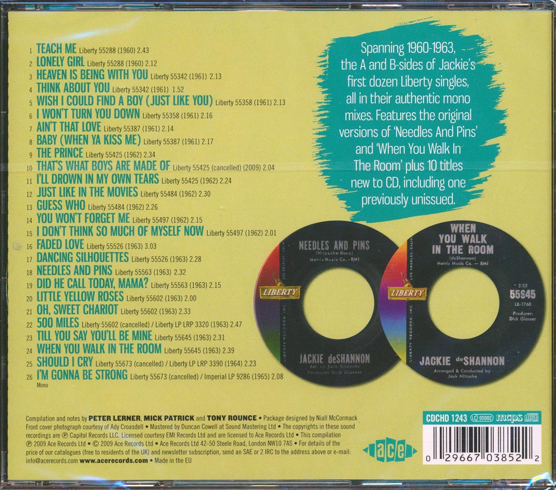Jackie DeShannon - You Won't Forget Me: The Complete Liberty Singles Volume 1 (26 tracks) Music CD