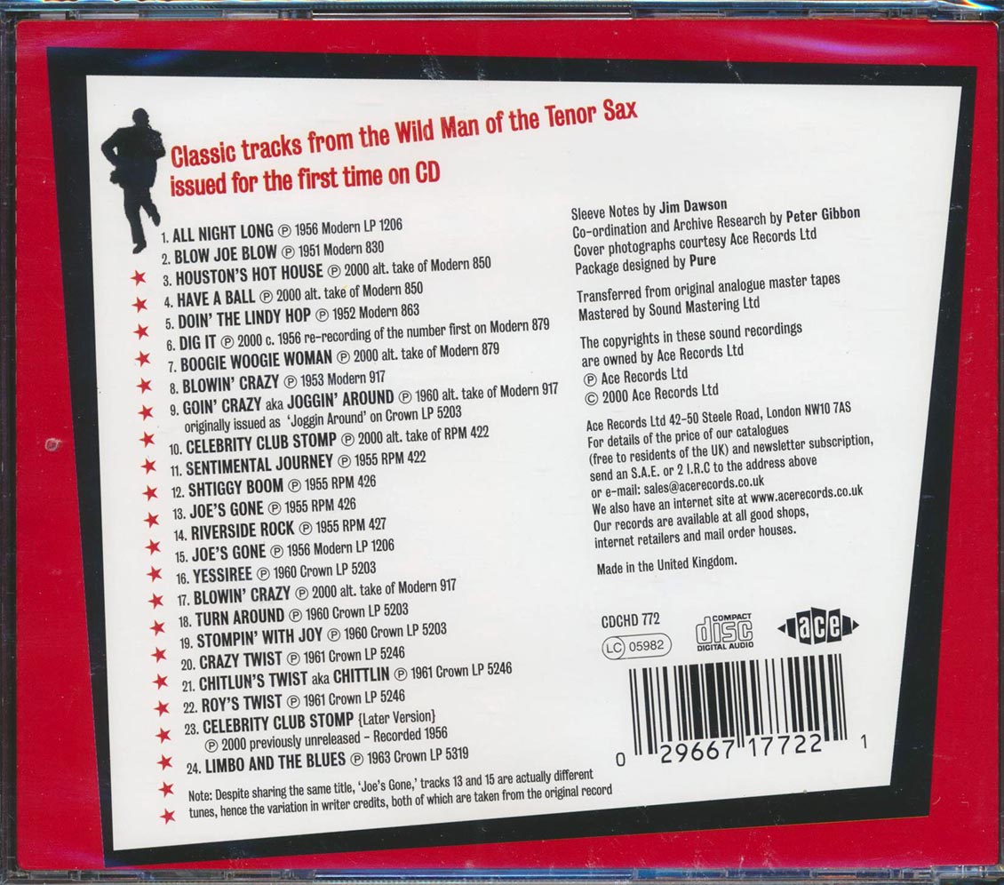 Joe Houston - Blows Crazy (24 tracks) Music CD