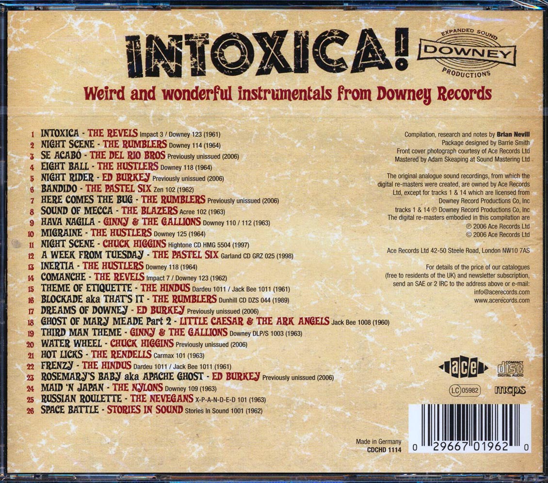 Various - Intoxica: Strange And Sleezy Instrumental Sounds From The SoCal Suburbs (26 tracks) Music CD
