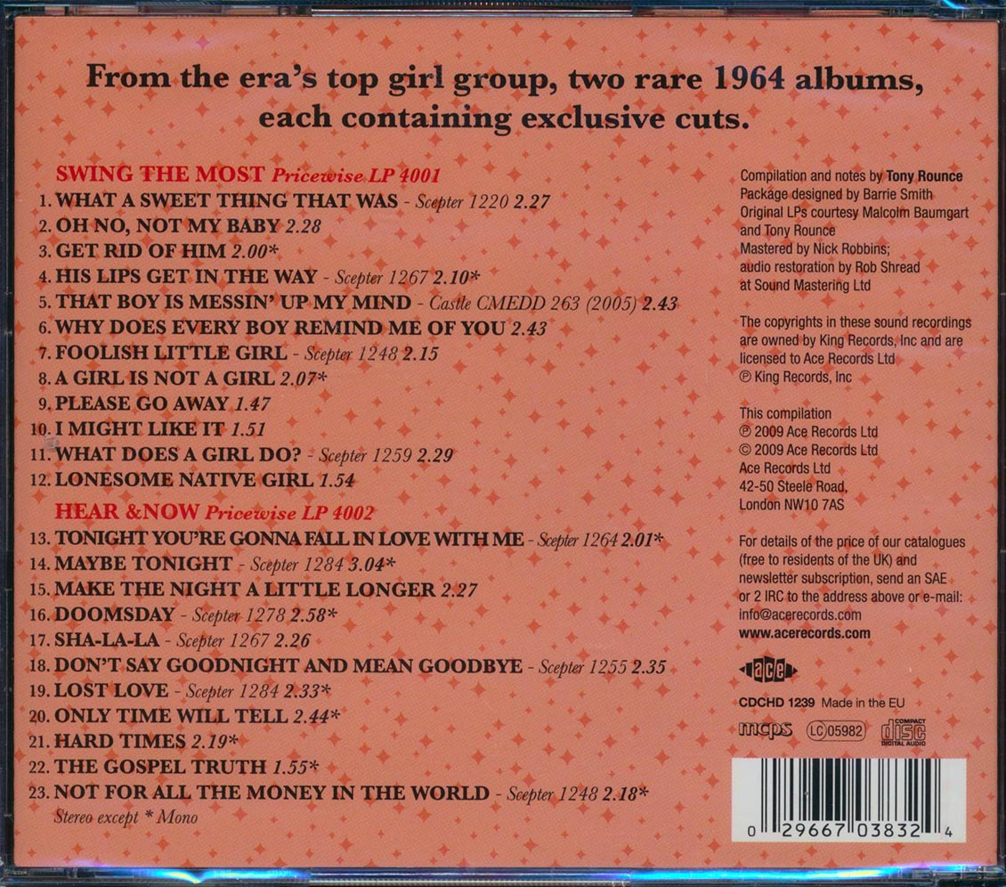 The Shirelles - Swing The Most + Hear & Now (23 tracks) Music CD