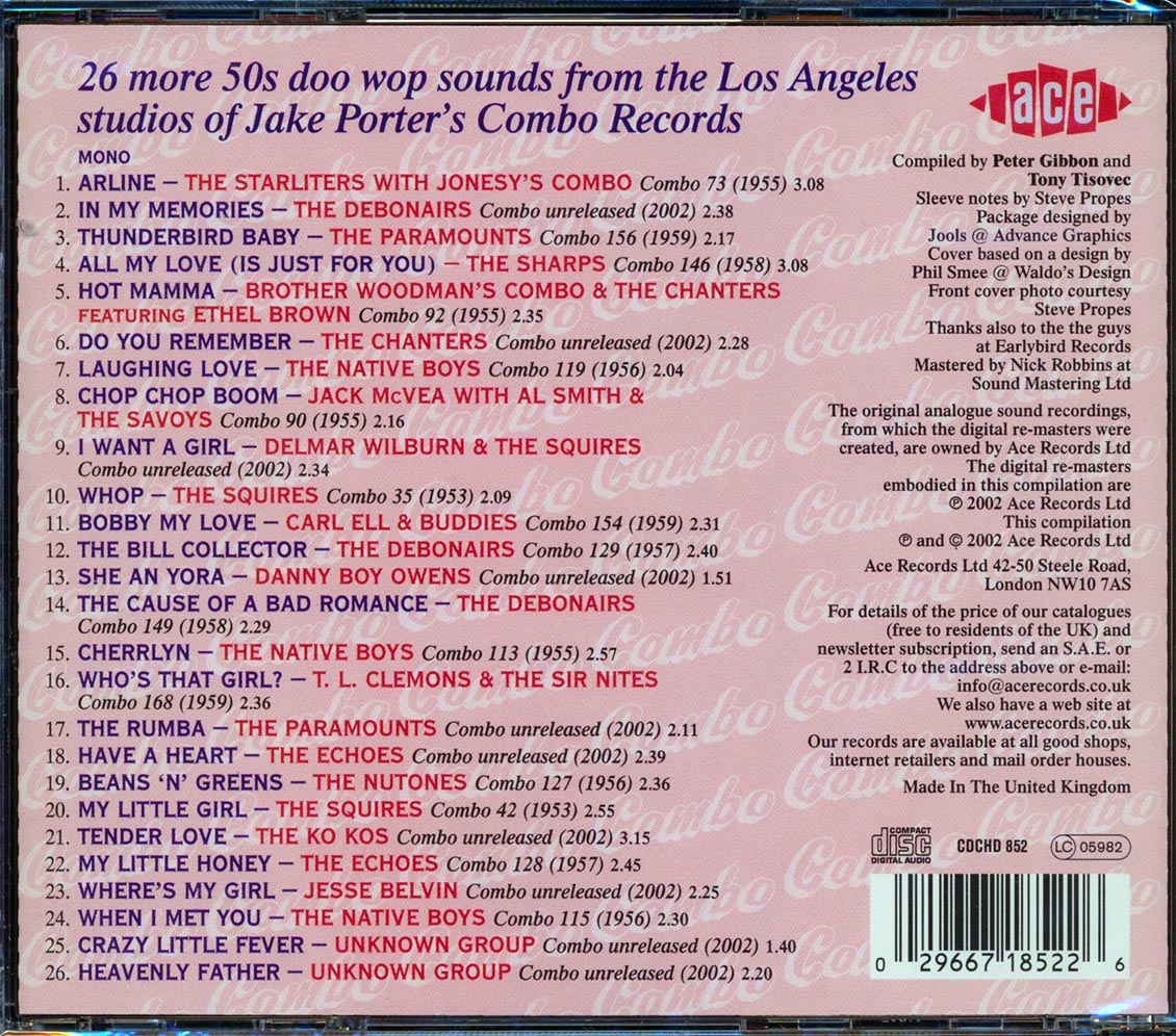 Various - Combo Vocal Groups Volume 2 (26 tracks) Music CD