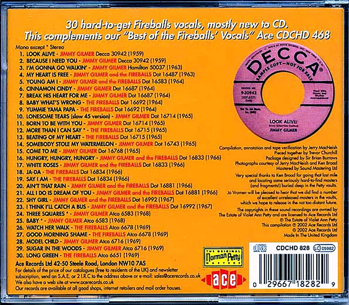 The Fireballs - The Best Of The Rest Of The Fireballs' Vocals (30 tracks) Music CD