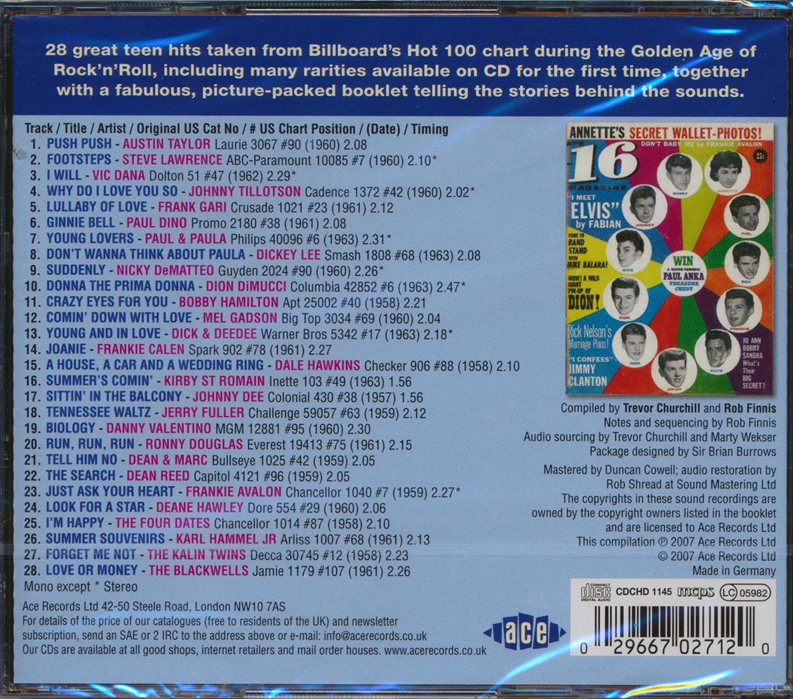 Various - Teenage Crush Volume 5: 28 Teen Hits From Billboard's Hot 100 Chart 1957-1963 (28 tracks) Music CD