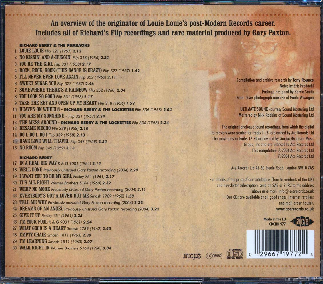 Richard Berry - Have Louie Will Travel: The 1956-1962 Recordings (30 tracks) Music CD