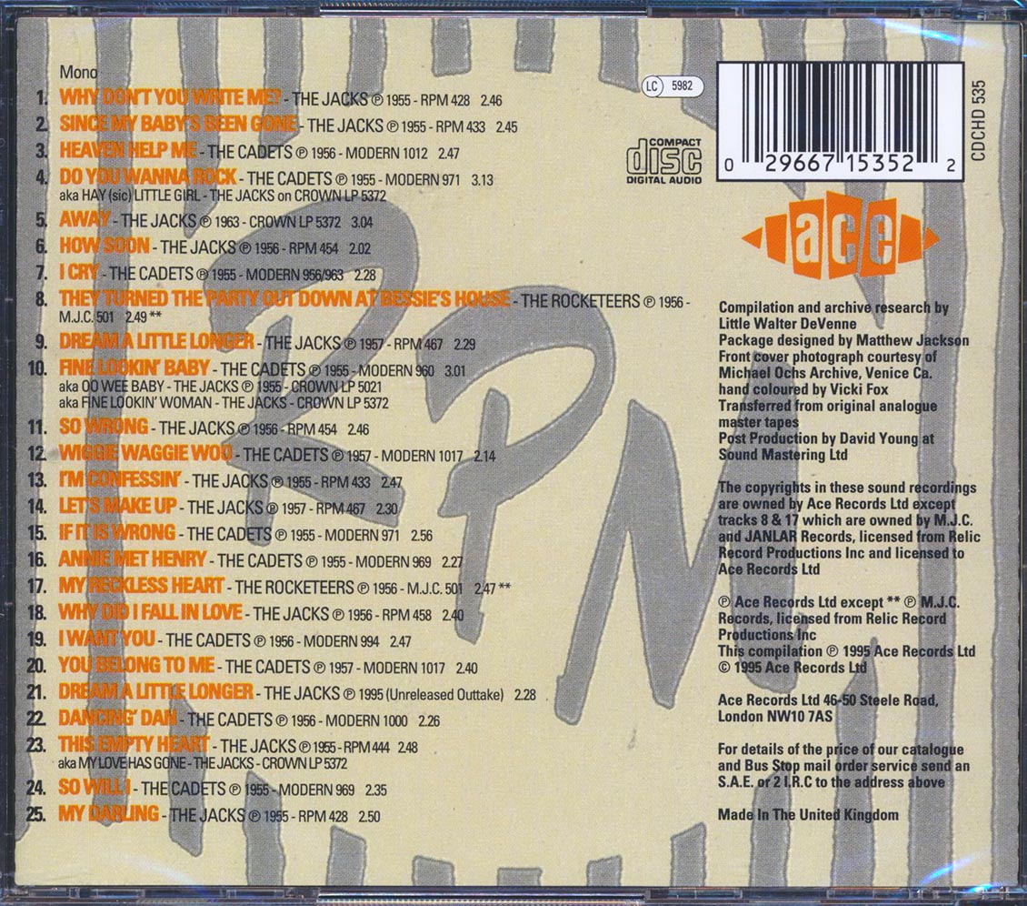 The Jacks & The The Cadets - The Jacks Meet The Cadets Volume 2: Why Don't You Write Me (25 tracks) Music CD