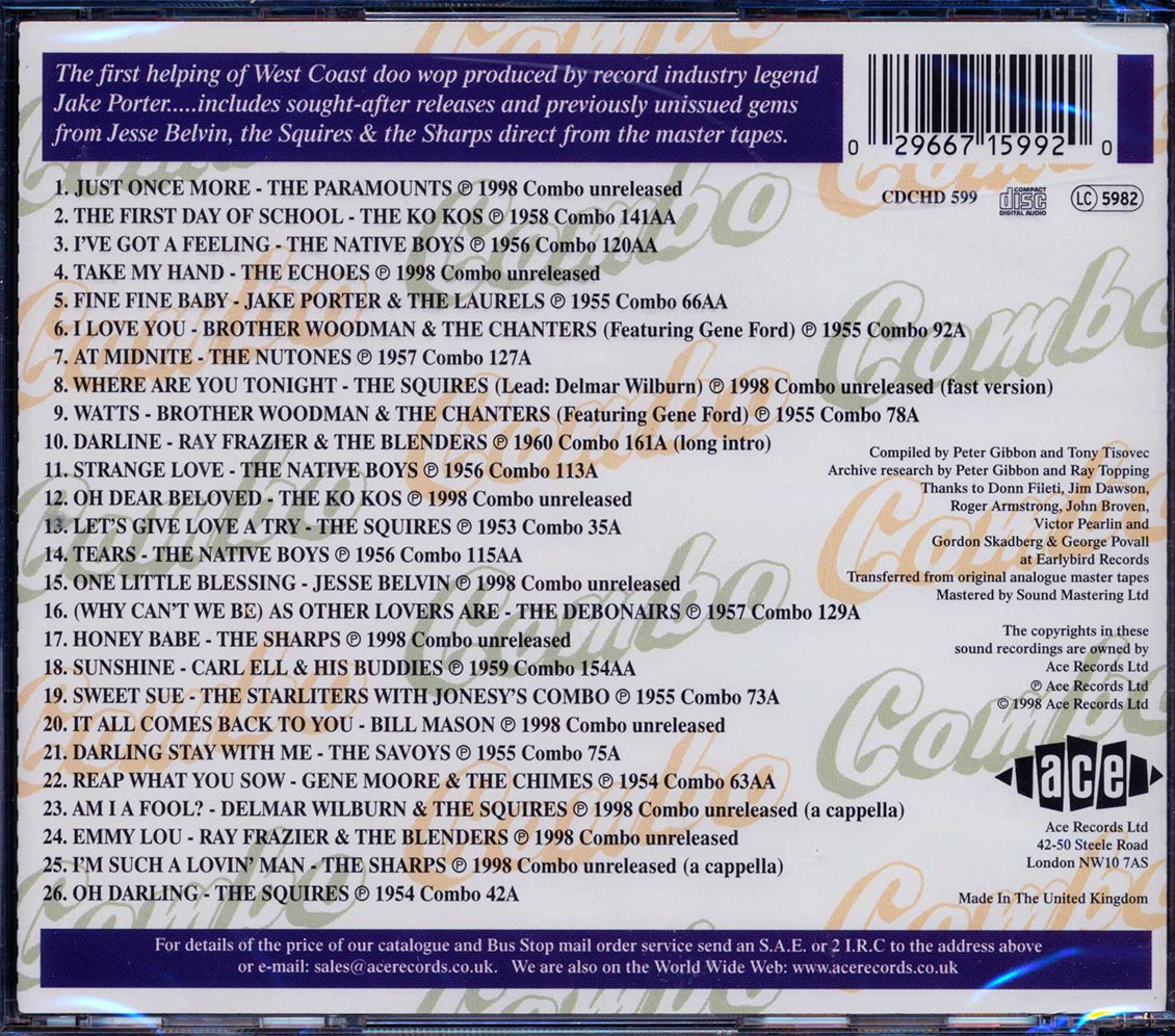 Various - Combo Vocal Groups Volume 1 (26 tracks) Music CD