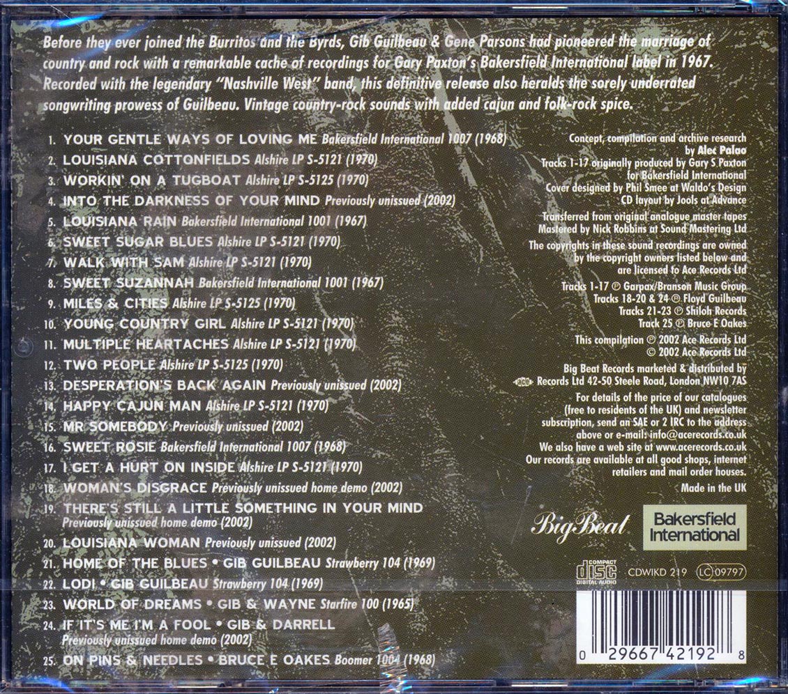 Guilbeau & Parsons - Louisiana Rain (25 tracks) Music CD