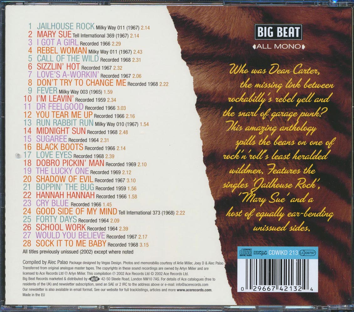 Dean Carter - Call Of The Wild (28 tracks) Music CD