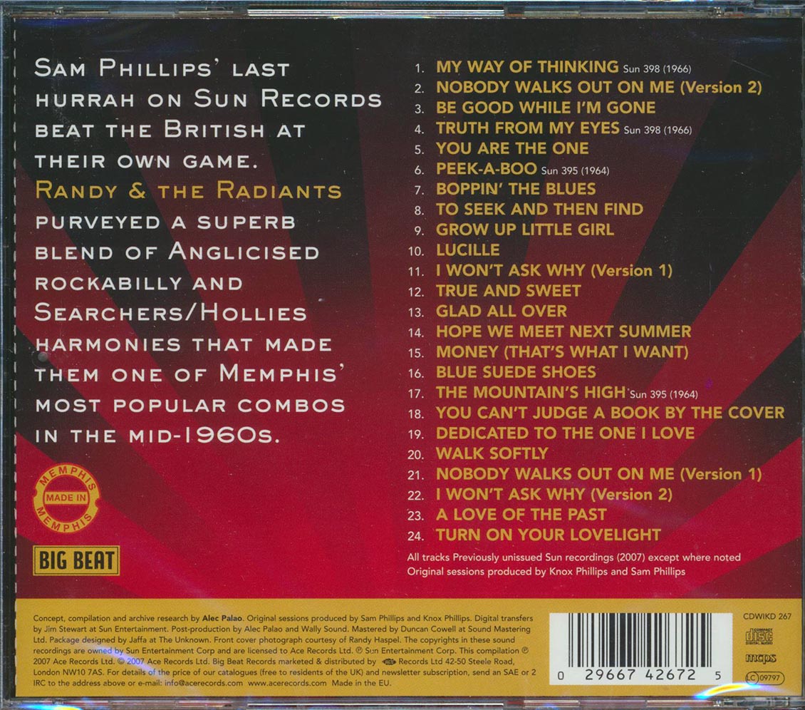 Randy & The Radiants - Memphis Beat: The Sun Recordings 1964-1966 (24 tracks) Music CD