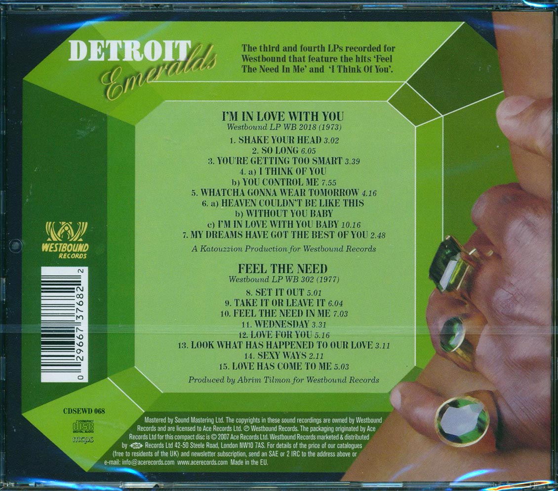 The Detroit Emeralds - I'm In Love With You + Feel The Need Music CD