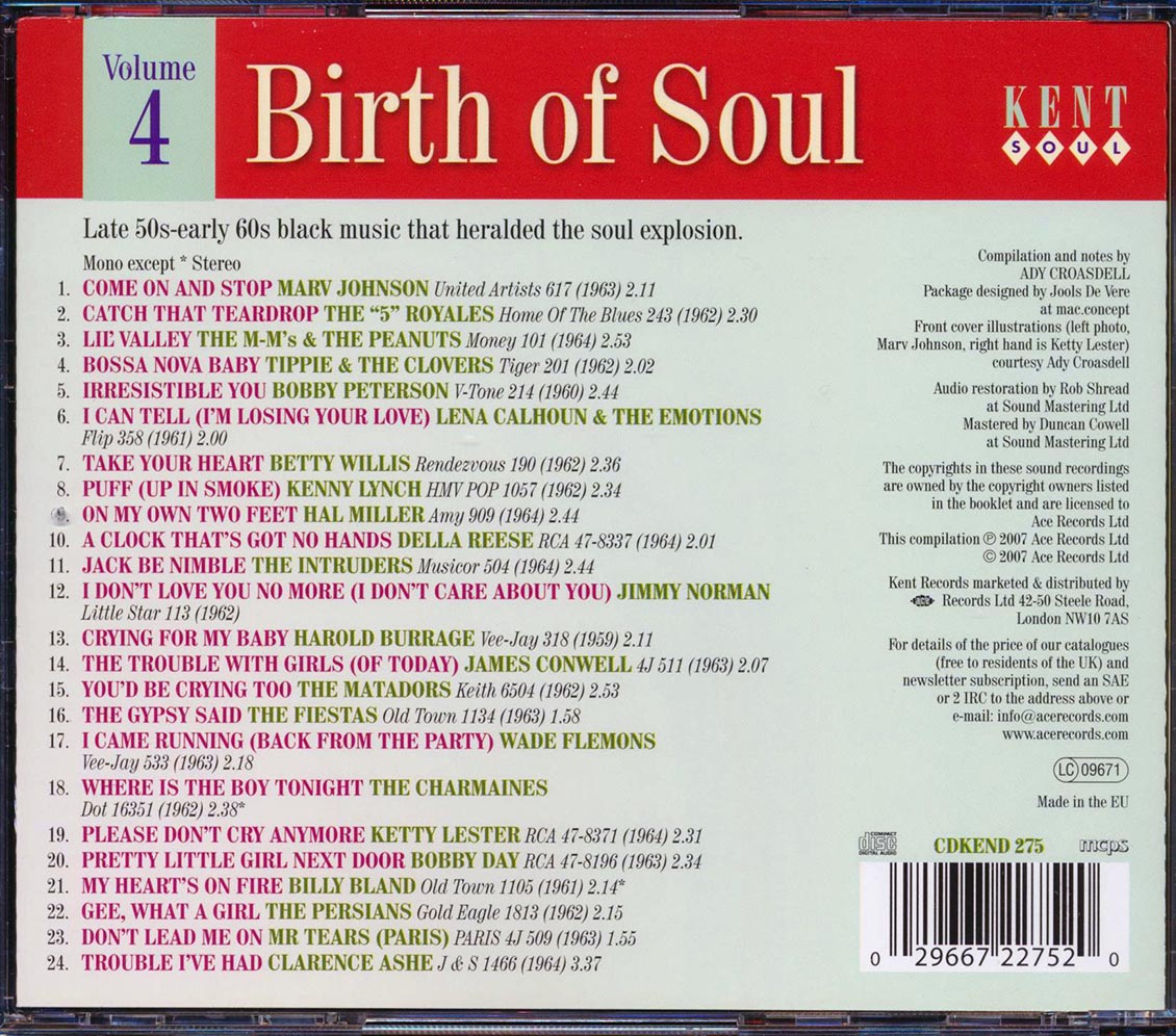 Various - Birth Of Soul Volume 4 (24 tracks) Music CD