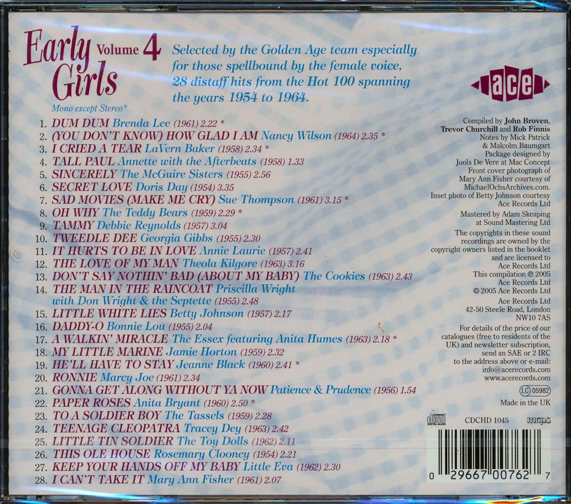 Various - Early Girls Volume 4 (28 tracks) Music CD